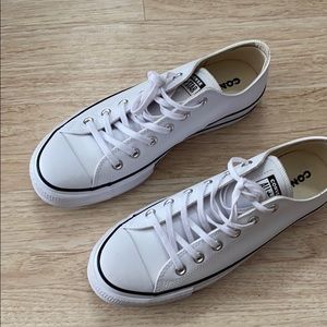 White Leather Platform Converse